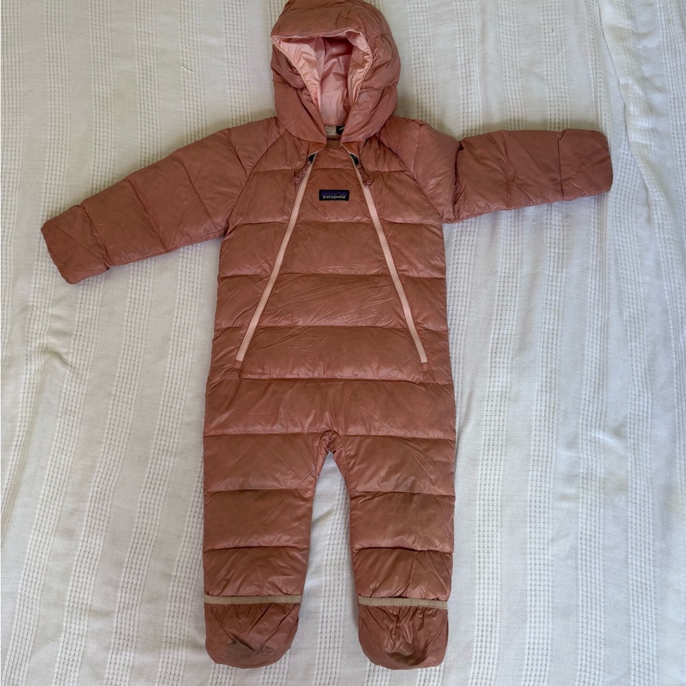 Patagonia Light Pink Hooded Snowsuit